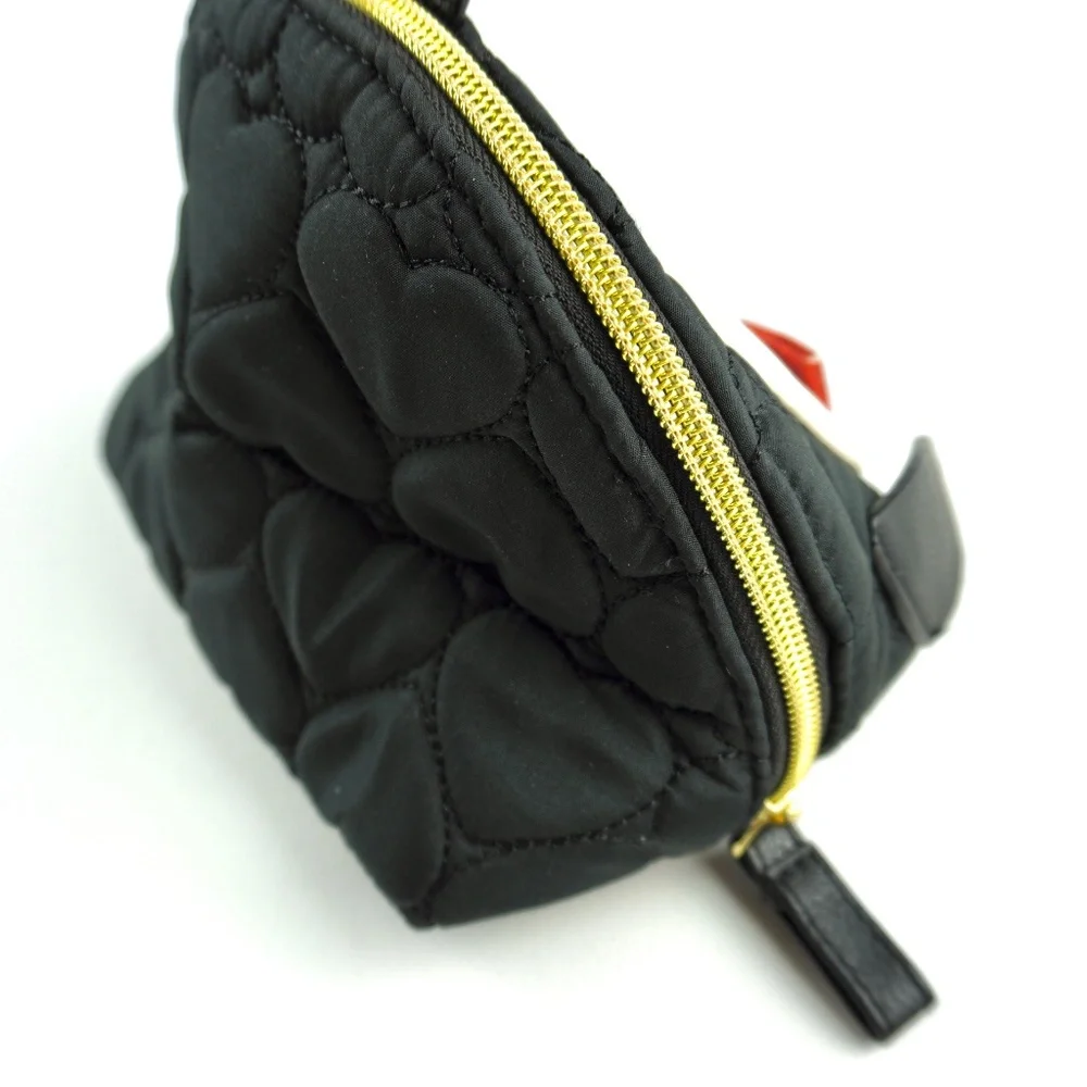 Betsey Johnson Black White Red Penguin Cosmetic Bag